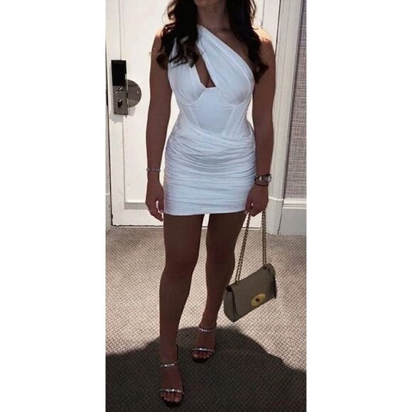 HOUSE OF CB Clementine Cut Out Mini Dress in White Size Small - Picture 2 of 16